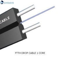 Cable de Fibra Óptica FTTH Gimbo de Grado Telecomunicaciones, 2 Hilos de Acero, LSZH PVC, 1 km de Longitud, Tipo Arco para Interiores, Certificado CE