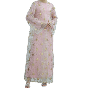 2PCS Summer Casual Plus Size <b>Eid</b> Embroidery Abayas Women Muslim Sets Dubai Kimono Cardigan Inner <b>Dress</b> Islam Jalabiya Kebaya - Product Image 1