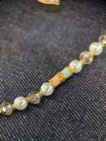 Collier pour animaux de compagnie élégant et tendance, avec perles de cristal colorées, plaqué cuivre, pendentif animal en or K, étanche, réglable, pour chiens et chats