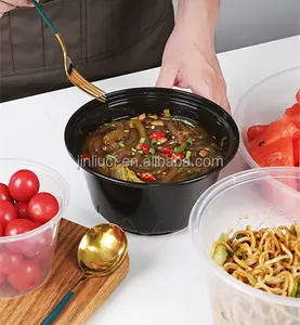 Tek kullanımlık sızdırmaz 1000ml plastik gıda kabı salata çorba kasesi kapaklı