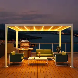 Pavillon électrique en aluminium de pergola de jardin de toit de persienne imperméable d'extérieur d'OEM pour 3X3m 3x4m 3x5m 4x4m 5x3m 6x4m