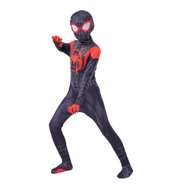 子供のための卸売アニメ漫画スパイダータイトフィット服ユニセックスハロウィーンパーティースパイダーコスプレ衣装