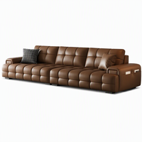 Canapé en cuir droit haut de gamme de luxe léger italien pour petit appartement, production en gros par l'usine de Foshan