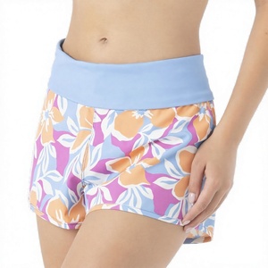<b>Women's</b> Floral Print Beach <b>Shorts</b> Quick Dry Breathable Knitted <b>Swim</b> Trunks High Waist Drawstring <b>Shorts</b> for Pool Vacation - Product Image 2