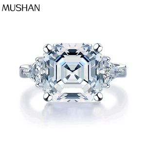 MuShan Jewelry Factory 5-Carat Square Pagoda Ascut 10*10mm Moissanite <span class=keywords><strong>Diamond</strong></span> Ring for Women S925 Pure Silver Sugar Ring - Product Image 1
