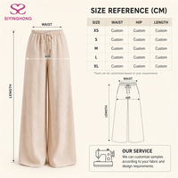 Pantalon plissé large pour femme, taille élastique avec cordon de serrage, coupe ample, long, couleur nude, pour la plage et les vacances, vente en gros, grandes tailles