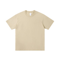 Kaos Pria Musim Panas 230G Katun Tebal Lengan Pendek Kerah Bulat Longgar Warna Solid Lapisan Dasar Grosir Custom Kaos Dasar