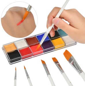 Peinture corporelle à base d'huile en 12 couleurs avec 2 pinceaux, <span class=keywords><strong>maquillage</strong></span> lavable pour adultes, fêtes, <span class=keywords><strong>Halloween</strong></span>, Noël, cosplay, <span class=keywords><strong>jeux</strong></span> - Product Image 4
