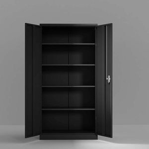 Armoire de rangement GDLT avec étagères et portes, armoire de rangement en métal noir haute et grande pour bureau, maison, cuisine, garage, entrepôt - Product Image 3