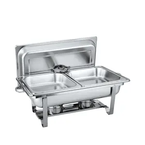 Plato de chafing de acero inoxidable rectangular, 8L, eléctrico, gn 1/2, económico, para catering de hotel