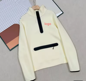 เสื้อสเวตเชิ้ตผู้ชายแบบซิปครึ่งตัว สีพื้น ผ้าเฟรนช์เทอร์รี่ ระบายอากาศได้ดี สวมใส่สบาย คอตั้ง มีกระเป๋า เหมาะสำหรับใส่ในฤดูใบไม้ร่วง - Product Image 2