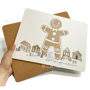 Mantel de Corcho Rectangular Zhejiang Tangfeng Craft, Mantel Individual de MDF con Aislamiento Térmico, Diseño Navideño, Patrón Personalizado TW6523 - Product Image 1