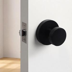 Zwart zilveren enkelvoudige ronde knop Privacy Passage Badkamer Onzichtbaar sleutelloos deurslot Slaapkamer Stil slot - Product Image 3