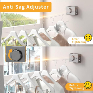 En gros Étendoir à linge mural rétractable réglable anti-affaissement pour le séchage et le rangement des vêtements - Product Image 6