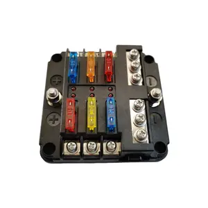 Waterproof 6 Way DC 12V Fuse Holder LED Warning Indicator 6 Circuit Fuse Block Box with Negative Terminals