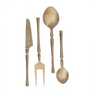 Ensemble de couverts modernes dorés, élégants, à manche conique, en acier inoxydable, cuillère, fourchette, couteau, vente en gros - Product Image 1