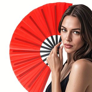 Abanico Plegable de Plástico Grande y Colorido de 33 cm Personalizado, Abanicos de Kung Fu para Hombres/Mujeres, Regalos para Festivales y Bailes - Product Image 2