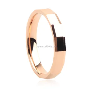 POYA Jewelry Geometry Polyhedra Customized Size Rose Gold Plated Tungsten Rings