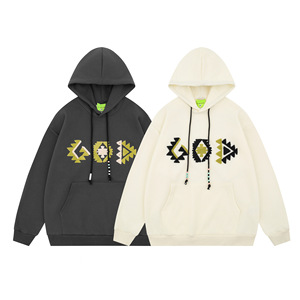 Sudadera con Capucha Personalizada de 320GSM con Parche Bordado de Chenilla Tribal Polinesio y Estampado Navajo - Product Image 1