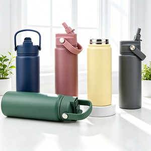 Custom Logo Double Wall Vacuum sports Water bottles 18oz Stainless Steel Tumbler with Straw & Handle - Product Image 1