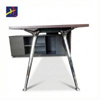 Pieds de table rectangulaires modernes en acier chromé avec cadre noir thermolaqué pour bureaux et salles de réunion