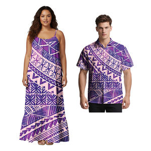 Conjuntos de Ropa a Juego para Parejas, Camisa Aloha para Hombre, Vestido Tipo Sling de Talla Grande para Mujer, Ropa Polinesia para Él y para Ella - Product Image 4