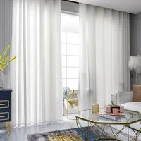 Tela transparente para decoração de sala de estar, cortina branca para design de sala de estar, cor sólida