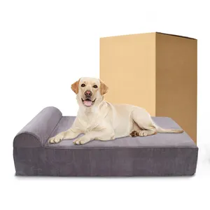 الجملة OEM متاح مخصص شعار الترويجية رمادي قابلة للطي أريكة فاخرة كبيرة الحيوانات الأليفة سرير كلب