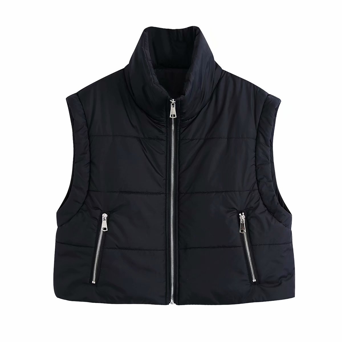 R40537S wholesale new style european fashion women's solid color zipper cotton vest plain women waistcoat
