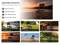 Chaise de pêche pliante légère en gros, réglable, 8 positions, pieds tout-terrain antidérapants, pour l'extérieur