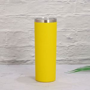 Vaso recto blanco de 20 oz para sublimación, de acero inoxidable, delgado, en blanco, con tapa y pajita para café - Product Image 1