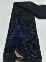 NI.AI Nouveau style Tissu en dentelle de velours perlé avec sequins et paillettes