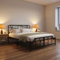 Cadre de lit en métal moderne, lit king size, style plateforme, mobilier robuste pour chambre à coucher, appartement, école
