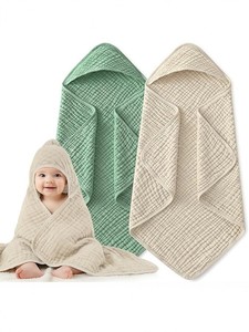 Serviette <span class=keywords><strong>de</strong></span> <span class=keywords><strong>Bain</strong></span> à Capuche en <span class=keywords><strong>Coton</strong></span> Mousseline Douce pour Bébé, Respirante, Gaze 6 Couches, <span class=keywords><strong>Cape</strong></span> Ultra Absorbante et Séchage Rapide pour Nouveau-né, Ensemble pour Garçons - Product Image 3