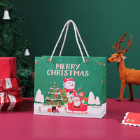 Tas Kado Natal Tas Kertas dengan Pegangan Merah Hijau Selamat Natal Tas Kemasan Hadiah Mewah untuk Liburan Grosir Pabrik