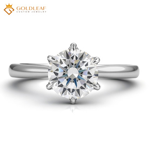 Nouvelles bagues de mariage en zircone cubique Goldleaf, plaquées argent 925, or blanc 18 carats, 1CT 2CT 3CT, taille brillant rond, bagues de fiançailles - Product Image 1