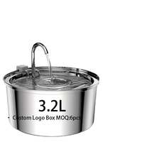 Fontaine à eau automatique ovale pour chats et chiens de 3,2 L, avec robinet en acier inoxydable, distributeur en forme de robinet, pour intérieur/extérieur, avec filtre