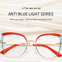 Monture de lunettes œil-de-chat tendance pour femme, design color block, en TR90 léger, modèle 96021-3