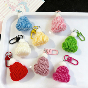 Cute Crocheted Mini Christmas Hat Keychain Handmade Crochet Bag Accessories Charms Korean Version Keychain DIY Crafts <b>Doll</b> Hats - Product Image 1