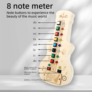 Guitarra de Madera con Luces LED, Tablero de Actividades Sensoriales, Juguetes Educativos Montessori para Niños Pequeños, Bebés, Niños y Niñas - Product Image 3