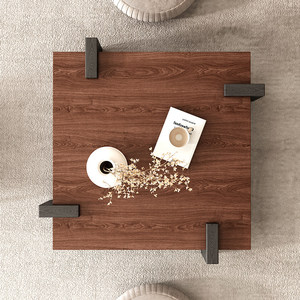 NKAHS-CT-008 Mid-Century Solid Wood <b>Coffee</b> <b>Table</b> Metal Frame for Living Room Furniture <b>Small</b> Space Retro French Style Modern - Product Image 4