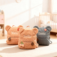 Sac à dos en peluche douce pour enfants, ours en peluche personnalisé avec broderie de nom, sac d'école pour tout-petits, vente en gros