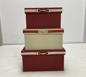 Handmade Wood Square Set of 3 Vintage Furniture Fabric Box Rectangle Storage Trunk