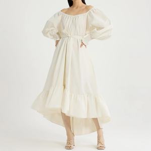 Vestido de Verano Elegante para Mujer, Holgado, con Hombros Descubiertos, Color Sólido, con Cinturón, para la Playa - Product Image 1