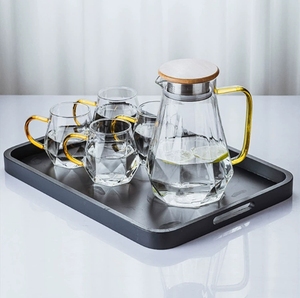 <span class=keywords><strong>Carafe</strong></span> à eau en verre borosilicate de 1,5 L (50 oz) avec couvercle filtrant en acier inoxydable et ensemble de 4 tasses, résistante à la chaleur, pour jus et eau - Product Image 4