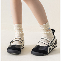 Chaussettes ras du cou en nylon/coton personnalisées pour jeunes femmes, style régulier à imprimé léopard, pour la vente en gros
