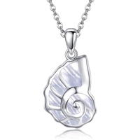 Collier pendentif océan en argent sterling 925 pendentif coquille de conque nacre blanche naturelle bijoux de plage océan biologie marine