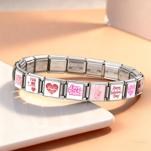 Correa de Reloj de Acero de Titanio con Patrón Cuadrado, Serie LOVE para el Día de San Valentín, Brazalete Modular Italiano, Accesorio de Regalo Unisex - Product Image 2