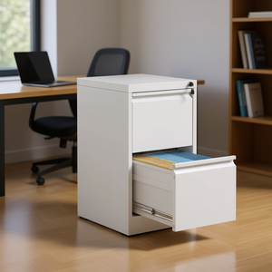 Armoire à dossiers verticale en métal à 2 tiroirs avec serrure pour format A4, Legal, Letter, en acier, pour bureau et maison, couleur blanche - Product Image 2