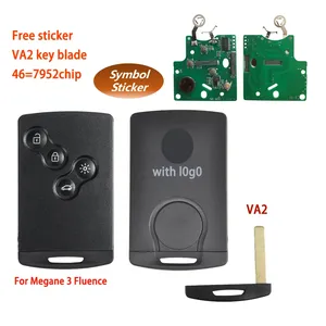 Clé de voiture sans clé noire pour <span class=keywords><strong>Megane</strong></span> <span class=keywords><strong>3</strong></span> Fluence Scenic pour Koleos Clio Captur <span class=keywords><strong>Carte</strong></span> intelligente PCF7952/7953 Puce 433Mhz - Product Image 4